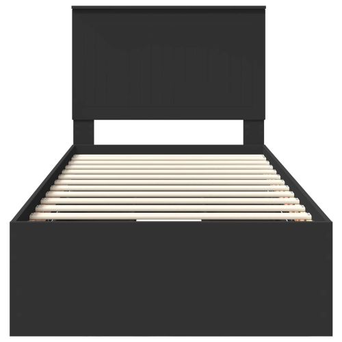 Рамка за легло с чекмедже Черно 90 x 200 cm Инженерна дървесина