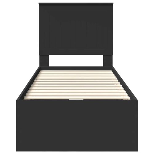 Рамка за легло с чекмедже Черно 75 x 190 cm Инженерна дървесина