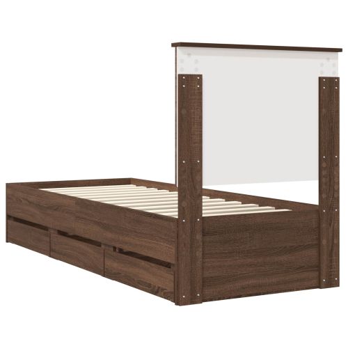 Рамка за легло Кафяв дъб 75 x 190 cm Инженерна дървесина