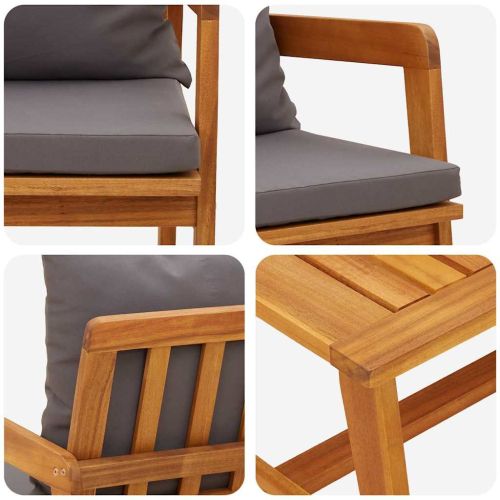 Бистро комплект 2 pcs Натурален маслен Солидно акациево дърво