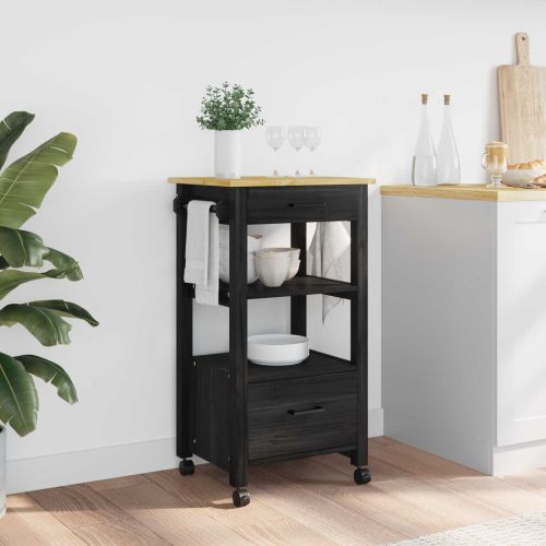 Кухненска количка Едноцветен Черно