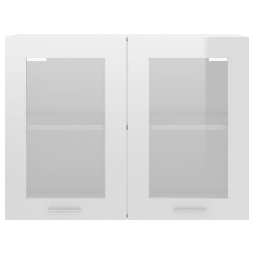 Висящ стъклен шкаф "Lyon", бял гланц, 80x31x60 см, инженерно дърво