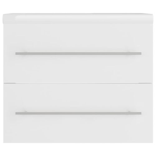 Шкаф за мивка с вградена мивка, Бяло, инженерно дърво