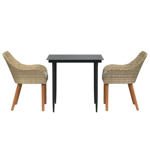 Комплект за хранене в градината 3 pcs Бежово полиратан