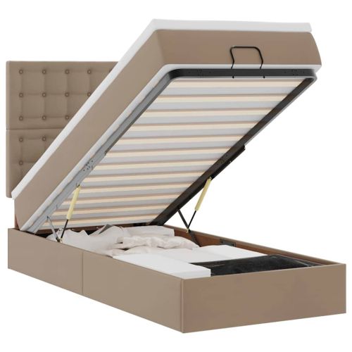 Османска легло с матрак&LED капучино 80x200 см изкуствена кожа