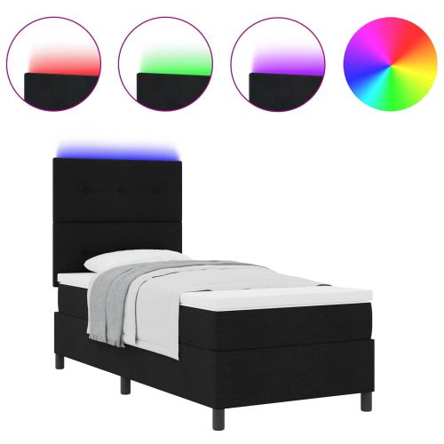 Легло с пружинирана основа с матрак Черно 80 x 200 cm текстил