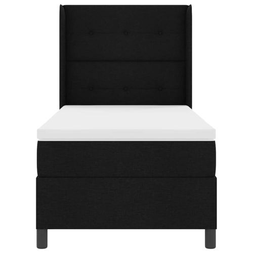 LED кутия за пружини с легло с матрак Черно 80 x 200 cm текстил