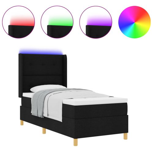 Легло с пружинирана основа с матрак Черно 140 x 200 cm текстил