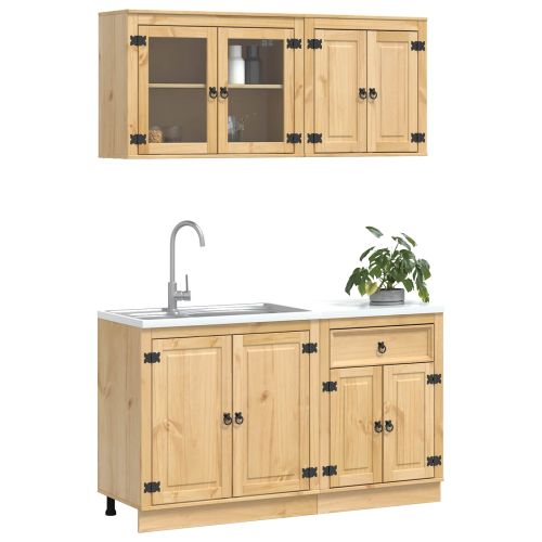 За шкафове с рафт с врата 4 pcs Меден Солидно борово дърво