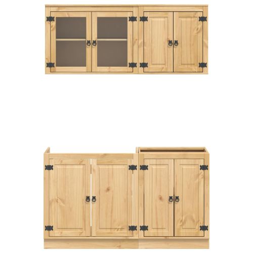 За шкафове с рафт със съхранение 4 pcs Мед Солидно борово дърво