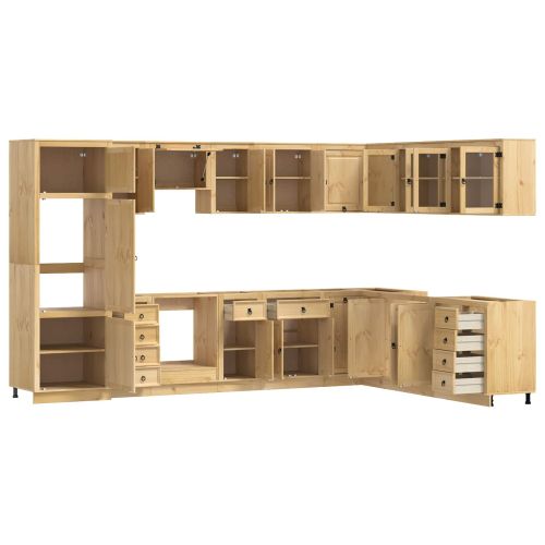 За шкафове с чекмедже с рафт 14 pcs Мед Солидно борово дърво