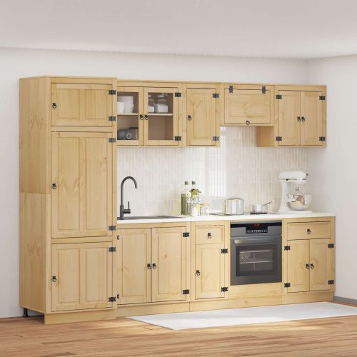 За шкафове с чекмедже с рафт 9 pcs Мед Солидно борово дърво