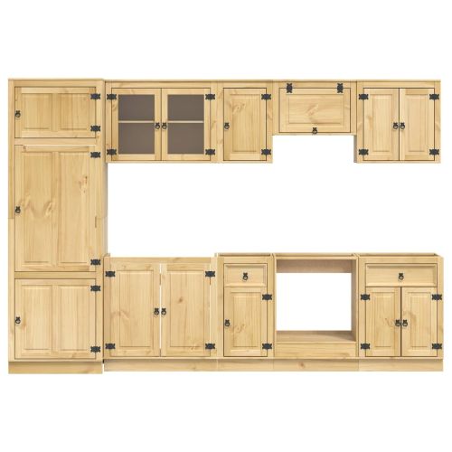 За шкафове с чекмедже с рафт 9 pcs Мед Солидно борово дърво