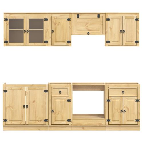 За шкафове с чекмедже с рафт 8 pcs Мед Солидно борово дърво