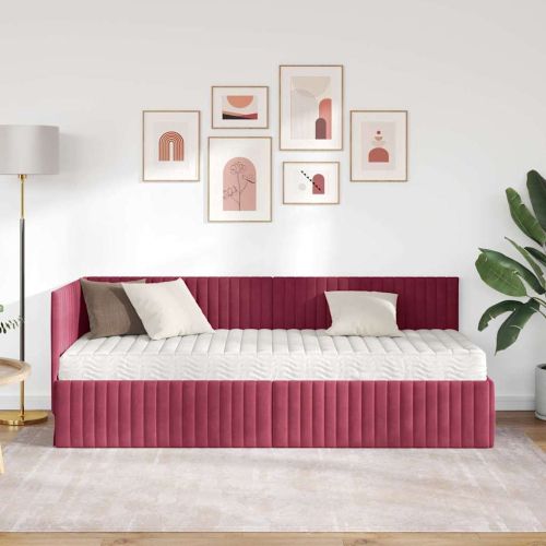 Ъглова рамка за легло с матрак с таблото 2 pcs Зелен Кадифе