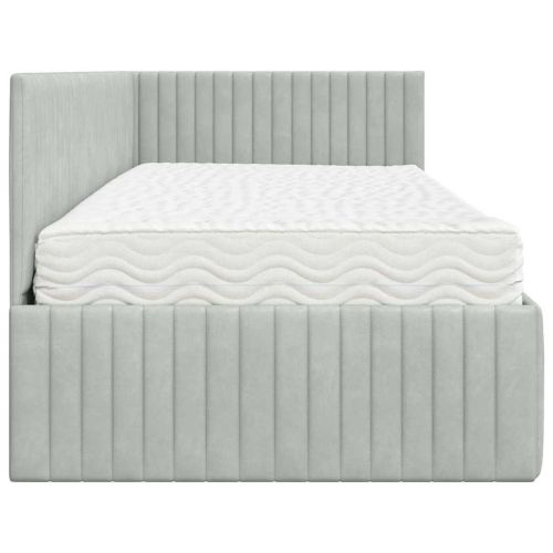 Ъглова рамка за легло с матрак 2 pcs Светлосиво Кадифе
