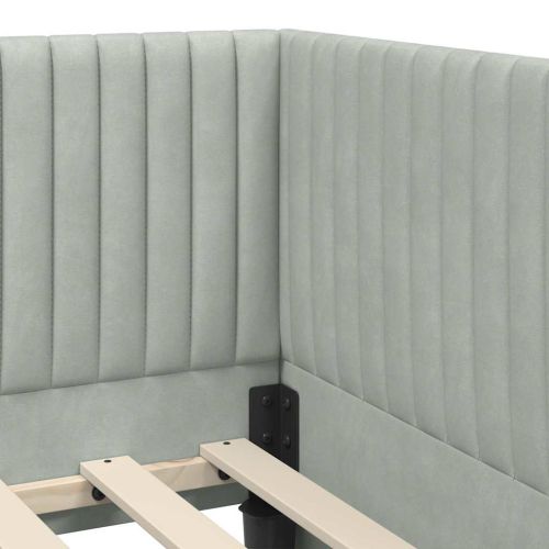 Ъглова рамка за легло с матрак 2 pcs Светлосиво Кадифе