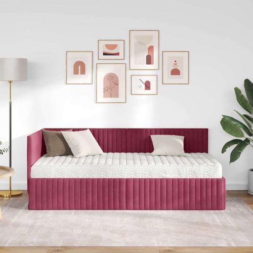 Ъглова рамка за легло с матрак с таблото 2 pcs Зелен Кадифе