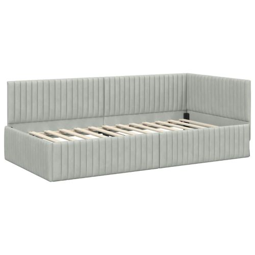 Ъглова рамка за легло с матрак 2 pcs Светлосиво Кадифе