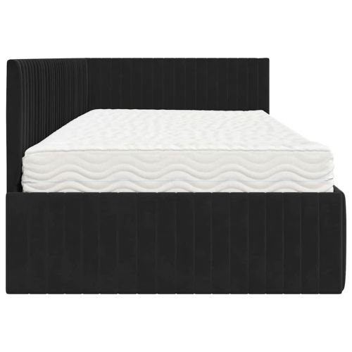 Ъглова рамка за легло с матрак с таблото 2 pcs Черно Кадифе