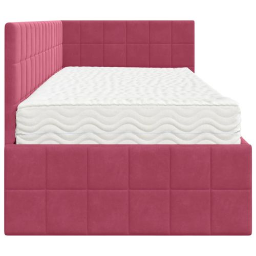 Ъглова рамка за легло с матрак с таблото 2 pcs Зелен Кадифе