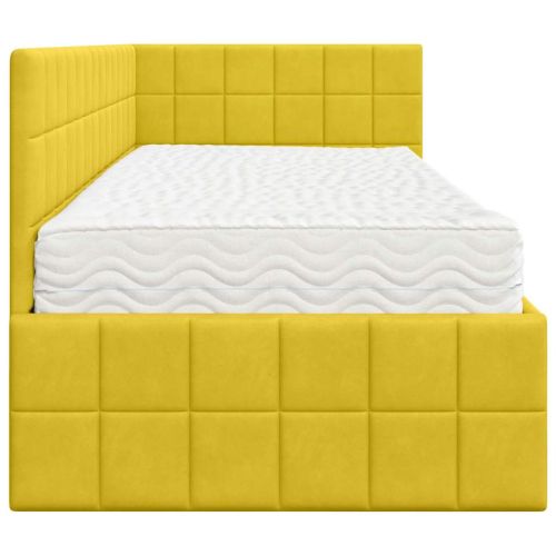Ъглова рамка за легло с матрак с таблото 2 pcs Жълто Кадифе