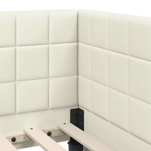 Ъглова рамка за легло с матрак с таблото 2 pcs Крем Кадифе
