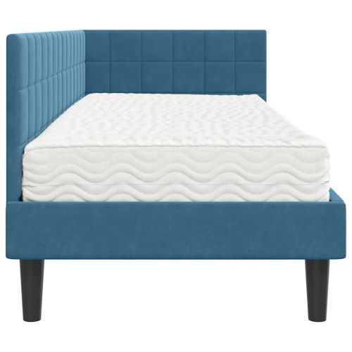 Ъглова рамка за легло с матрак с таблото 2 pcs Синьо Кадифе