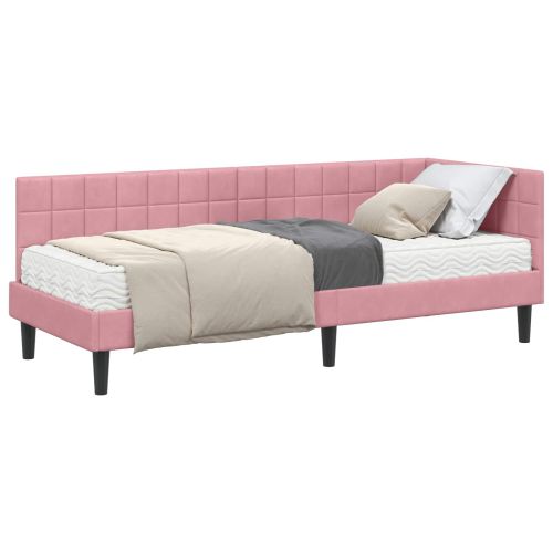 Ъглова рамка за легло с матрак с таблото 2 pcs Сив Кадифе