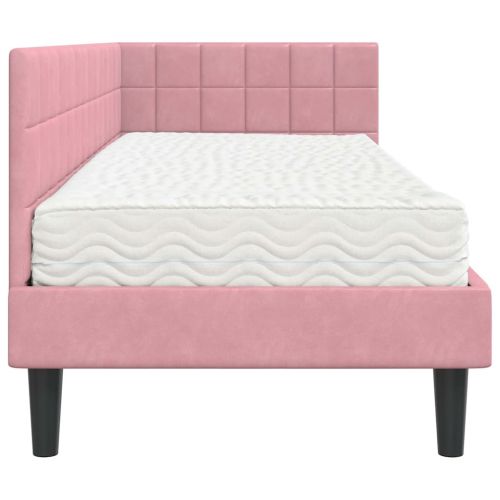 Ъглова рамка за легло с матрак с таблото 2 pcs Сив Кадифе