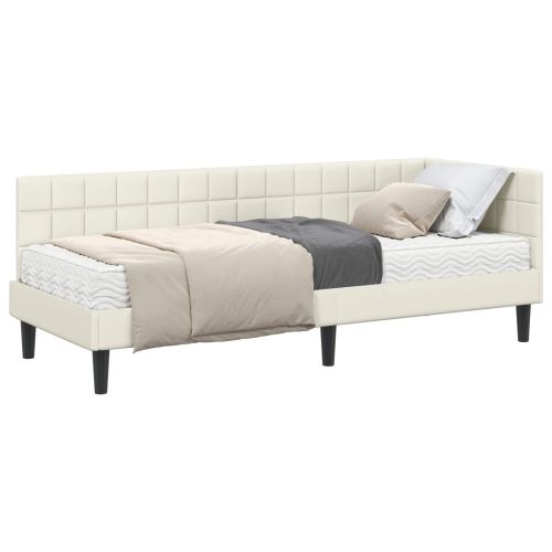 Ъглова рамка за легло с матрак с таблото 2 pcs Крем Кадифе