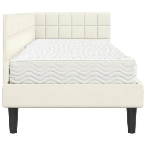 Ъглова рамка за легло с матрак с таблото 2 pcs Крем Кадифе