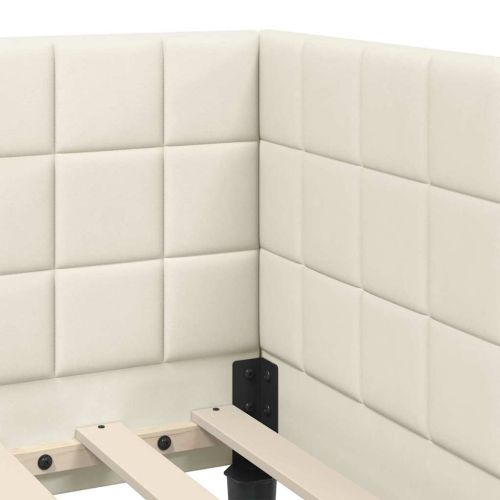 Ъглова рамка за легло с матрак с таблото 2 pcs Крем Кадифе