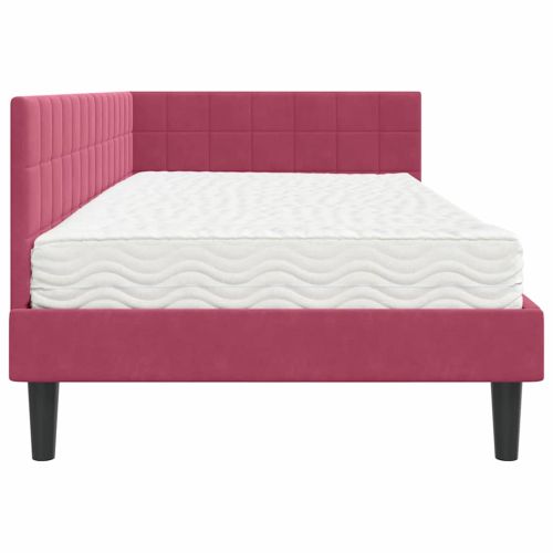 Ъглова рамка за легло с матрак с таблото 2 pcs Зелен Кадифе