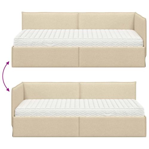 Ъглова рамка за легло с матрак с таблото 2 pcs Крем Кадифе