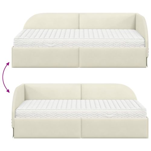 Ъглова рамка за легло с матрак с таблото 2 pcs Крем Кадифе