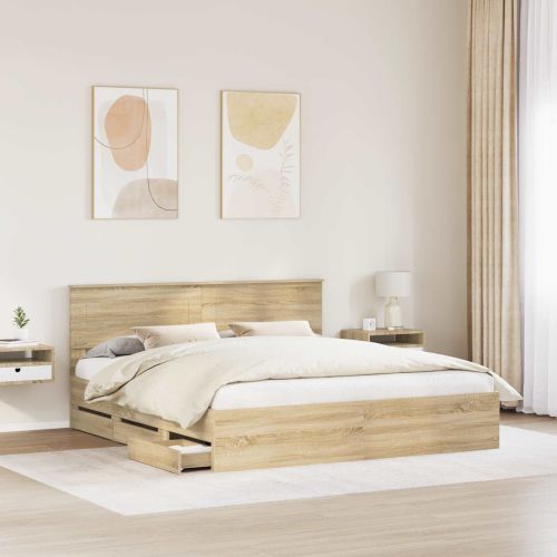 Рамка за легло Сонома дъб 200 x 200 cm Инженерна дървесина