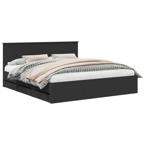 Рамка за легло с таблото Черно 180 x 200 cm Инженерна дървесина