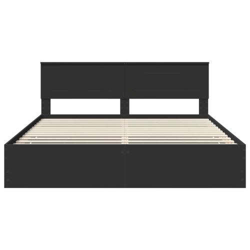 Рамка за легло с таблото Черно 180 x 200 cm Инженерна дървесина