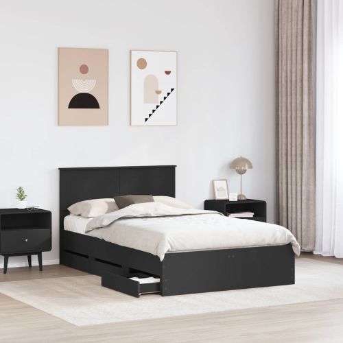 Рамка за легло с таблото Черно 120 x 190 cm Инженерна дървесина