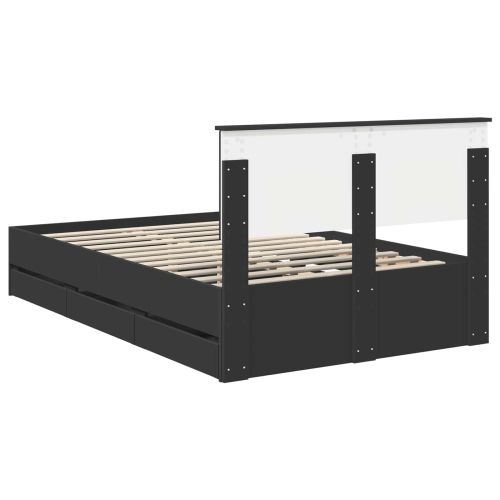 Рамка за легло с таблото Черно 120 x 190 cm Инженерна дървесина
