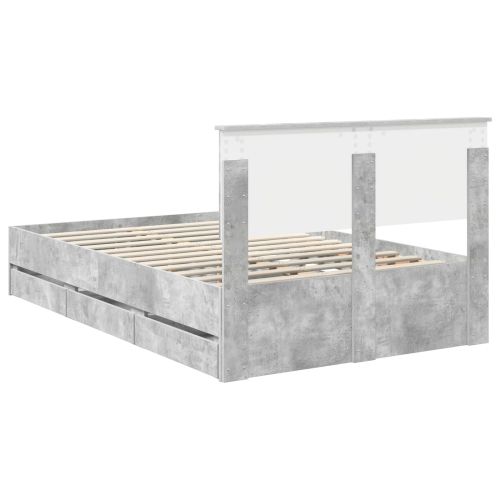 Рамка за легло Циментено сиво 120 x 200 cm Инженерна дървесина