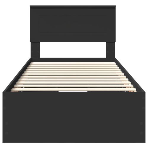 Рамка за легло с чекмедже Черно 90 x 190 cm Инженерна дървесина