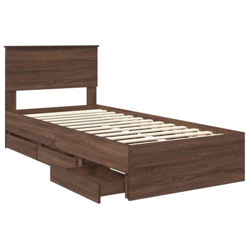 Рамка за легло Кафяв дъб 90 x 190 cm Инженерна дървесина