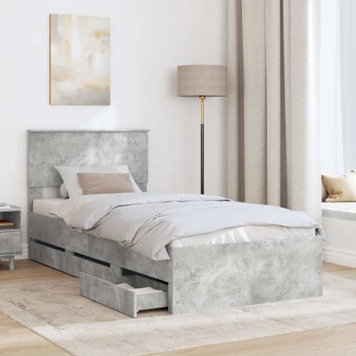 Рамка за легло Циментено сиво 90 x 200 cm Инженерна дървесина