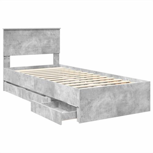 Рамка за легло Циментено сиво 90 x 200 cm Инженерна дървесина