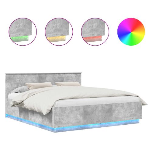 Рамка за легло Циментено сиво 200 x 200 cm Инженерно дърво