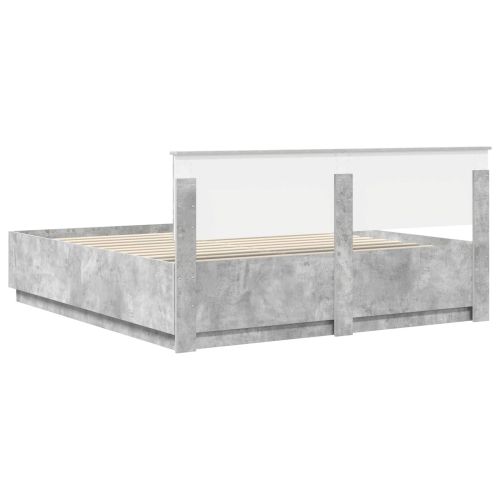 Рамка за легло Циментено сиво 200 x 200 cm Инженерно дърво