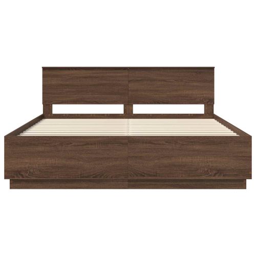 Рамка за легло с таблото Кафяв дъб 200 x 200 cm Инженерно дърво