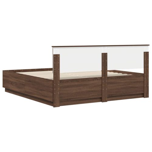 Рамка за легло с таблото Кафяв дъб 200 x 200 cm Инженерно дърво